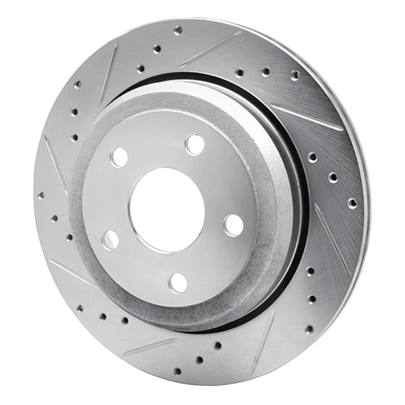 R1 11-25 Dodge Durango Rear Left Drilled & Slotted Silver Brake Rotor - Image 3