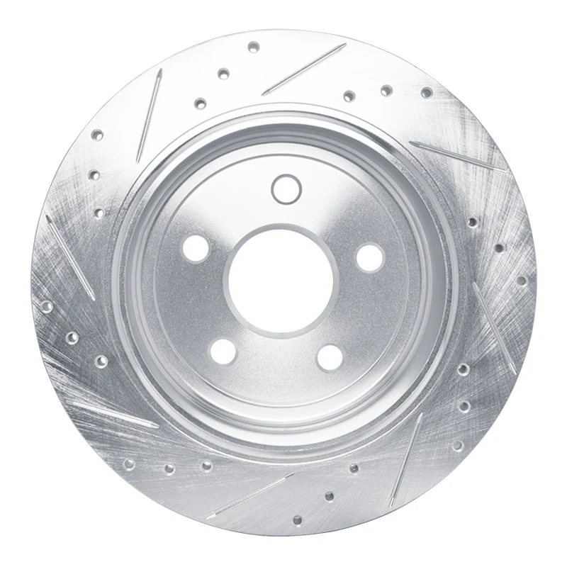 R1 11-25 Dodge Durango Rear Right Drilled & Slotted Silver Brake Rotor - Image 2