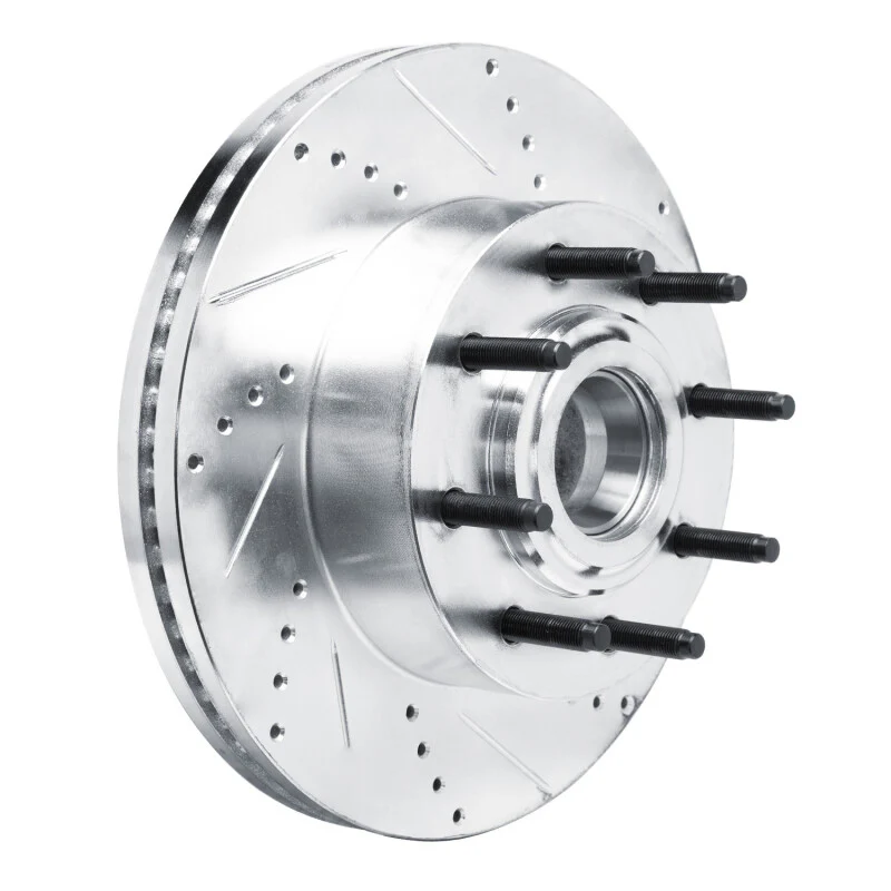R1 11-25 Ford F-350 Super Duty 2WD Front Right Drilled & Slotted Silver Brake Rotor - Image 2