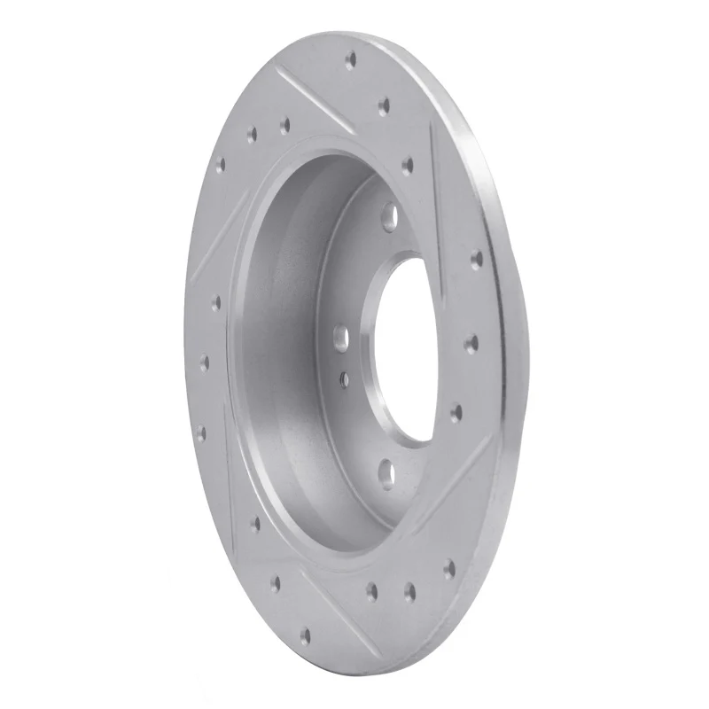 R1 11-25 Hyundai Elantra Coupe Rear Left Drilled & Slotted Silver Brake Rotor - Image 2