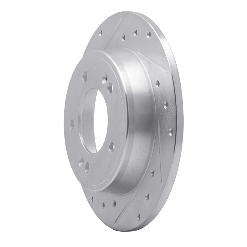 R1 11-25 Hyundai Elantra Coupe Rear Left Drilled & Slotted Silver Brake Rotor - Image 3
