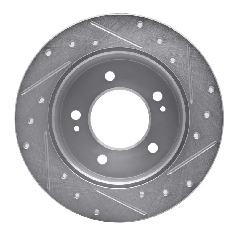 R1 11-25 Hyundai Elantra Coupe Rear Left Drilled & Slotted Silver Brake Rotor - Image 4