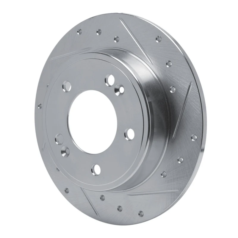 R1 11-25 Hyundai Elantra Coupe Rear Right Drilled & Slotted Silver Brake Rotor - Image 3