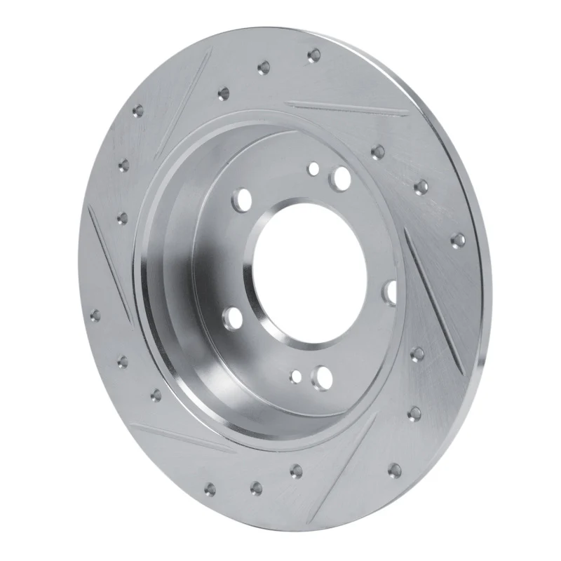 R1 11-25 Hyundai Elantra Coupe Rear Right Drilled & Slotted Silver Brake Rotor - Image 4