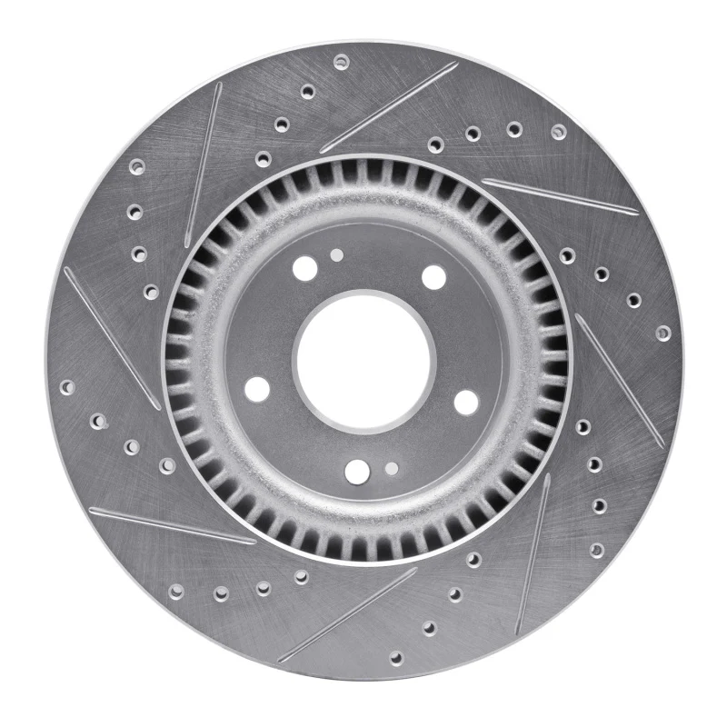 R1 11-25 Hyundai SONATA Front Right Drilled & Slotted Silver Brake Rotor - Image 5