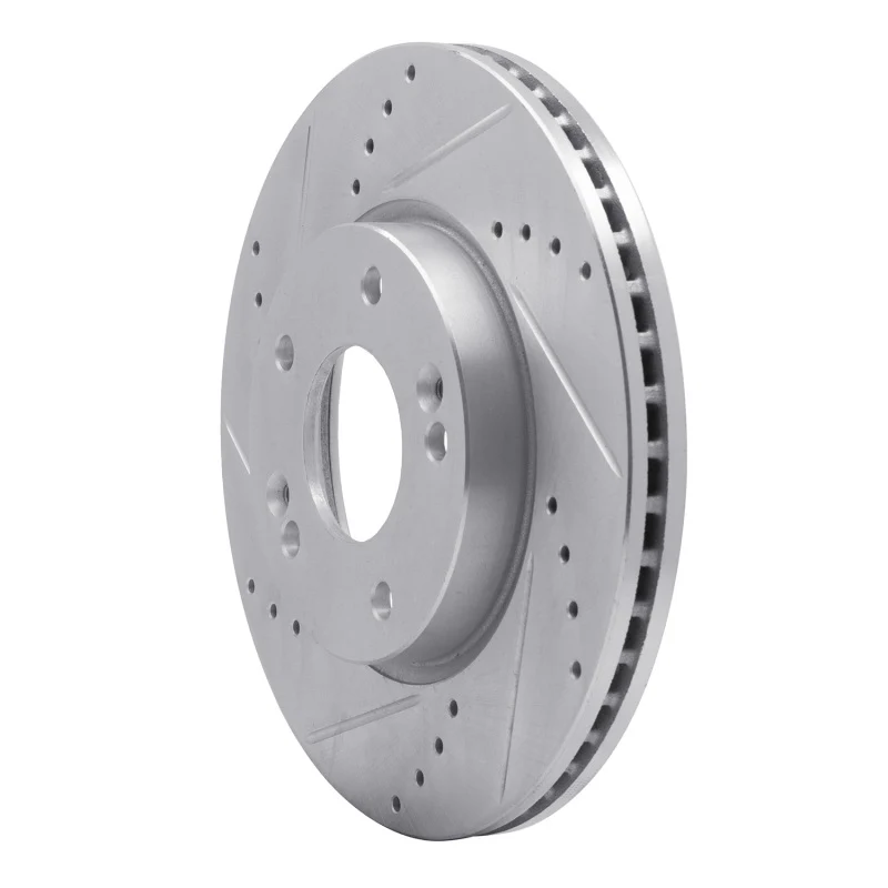 R1 11-25 Hyundai Veloster Front Left Drilled & Slotted Silver Brake Rotor - Image 2