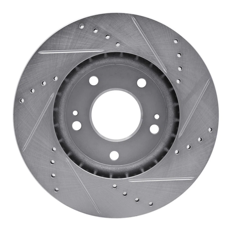 R1 11-25 Hyundai Veloster Front Left Drilled & Slotted Silver Brake Rotor - Image 5