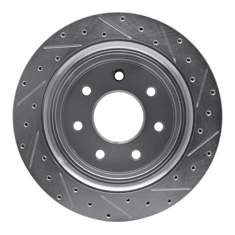 R1 12-14 Ford F-150 4WD Rear Left Drilled & Slotted Silver Brake Rotor - Image 2