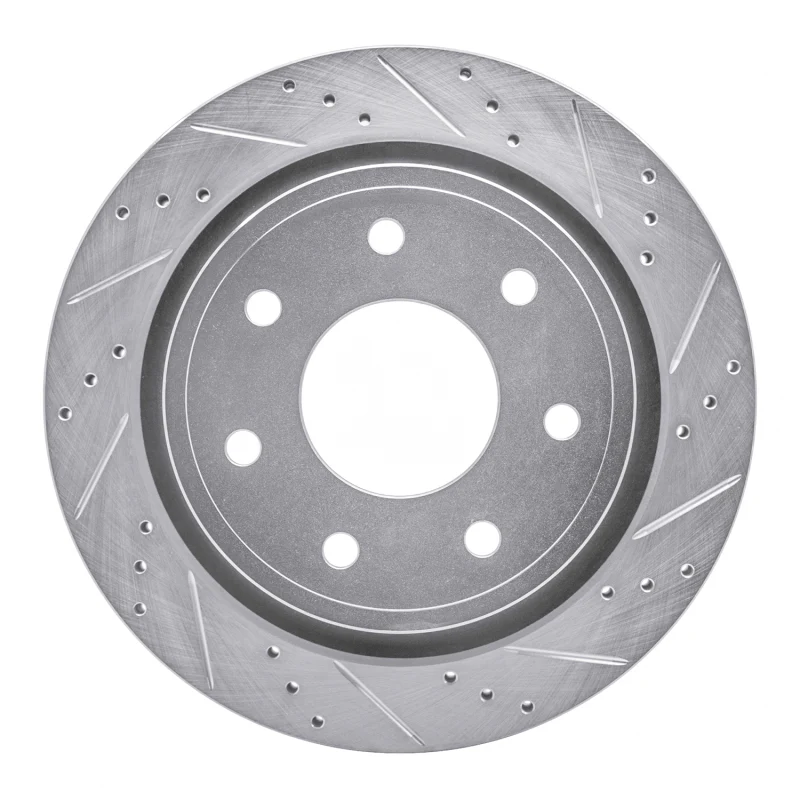 R1 12-14 Ford F-150 RWD Rear Right Drilled & Slotted Silver Brake Rotor