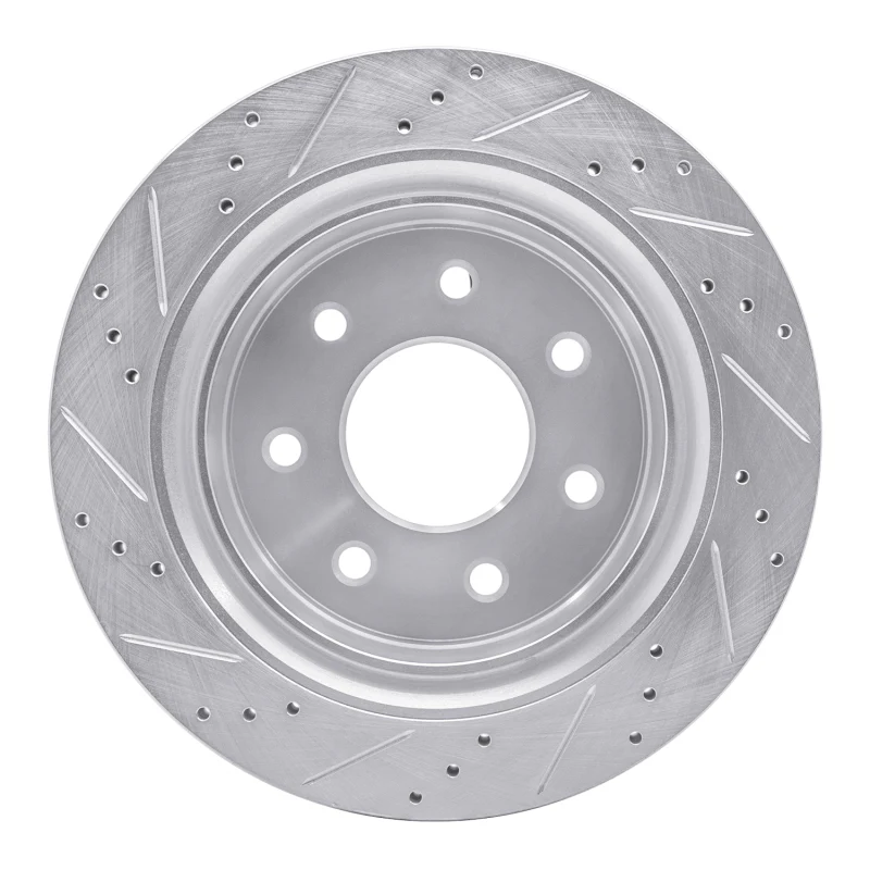 R1 12-14 Ford F-150 RWD Rear Right Drilled & Slotted Silver Brake Rotor - Image 4