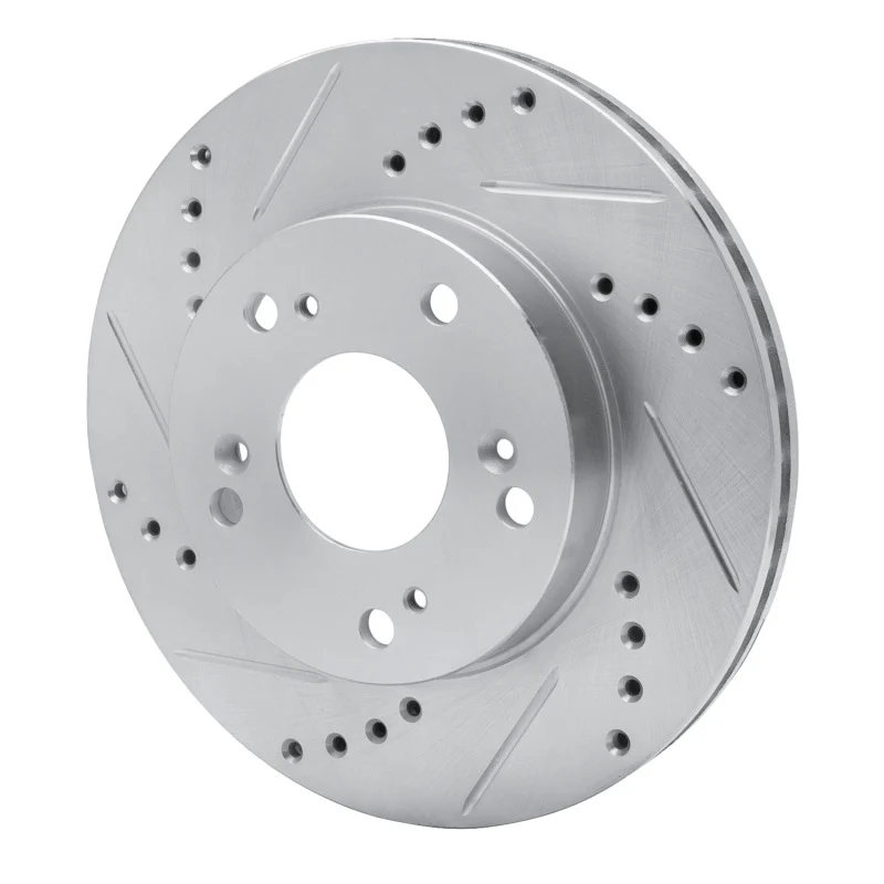 R1 12-15 Acura ILX Front Left Drilled & Slotted Silver Brake Rotor - Image 3
