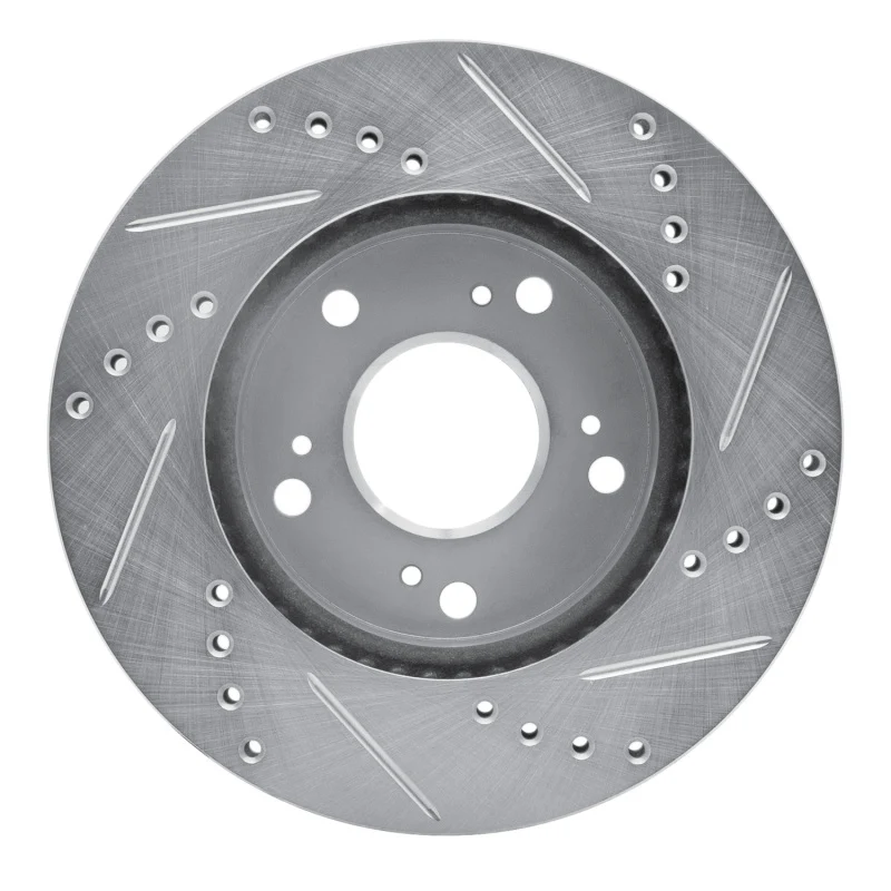 R1 12-15 Acura ILX Front Left Drilled & Slotted Silver Brake Rotor - Image 4