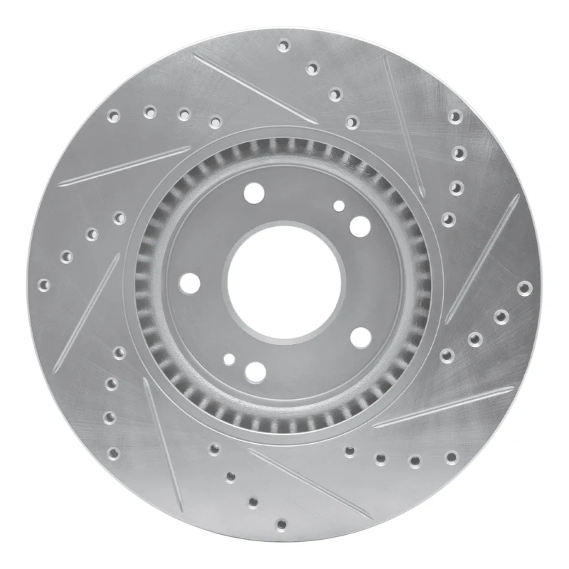 R1 12-16 Kia SportAGE (USA/Canada) Front Left Drilled & Slotted Silver Brake Rotor - Image 4