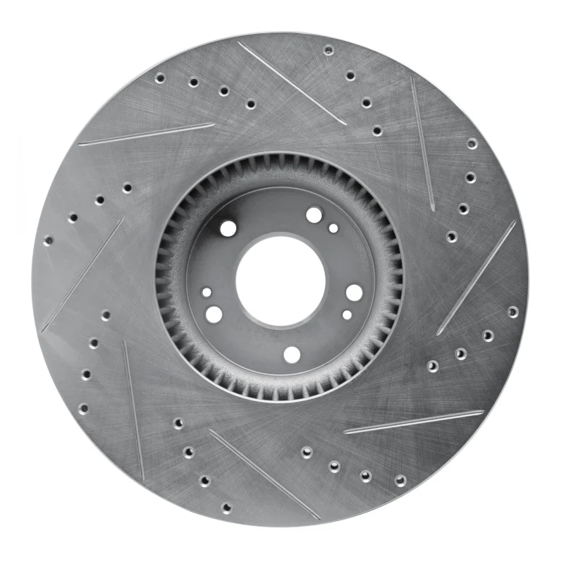 R1 12-17 Genesis G80 Front Left Drilled & Slotted Silver Brake Rotor - Image 5