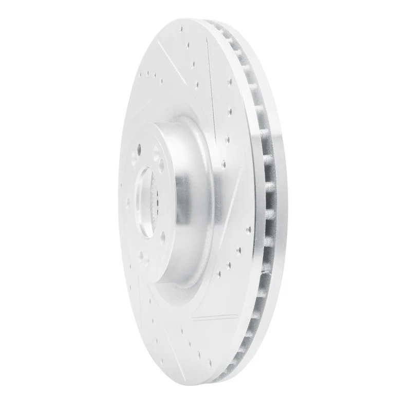 R1 12-17 Genesis G80 Front Right Drilled & Slotted Silver Brake Rotor - Image 2