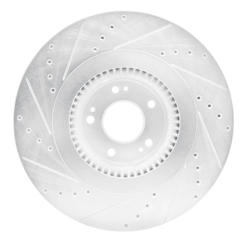 R1 12-17 Genesis G80 Front Right Drilled & Slotted Silver Brake Rotor - Image 4