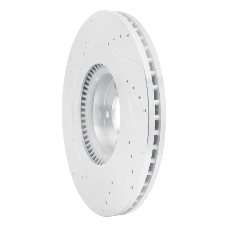 R1 12-17 Genesis G80 Front Right Drilled & Slotted Silver Brake Rotor - Image 5