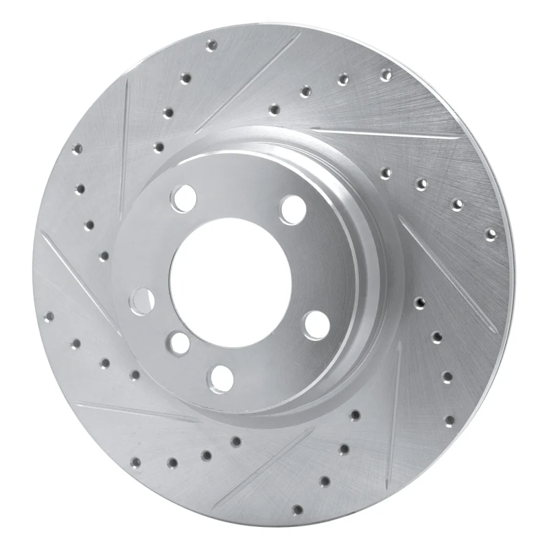R1 12-18 BMW 328I Front Left Drilled & Slotted Silver Brake Rotor - Image 4