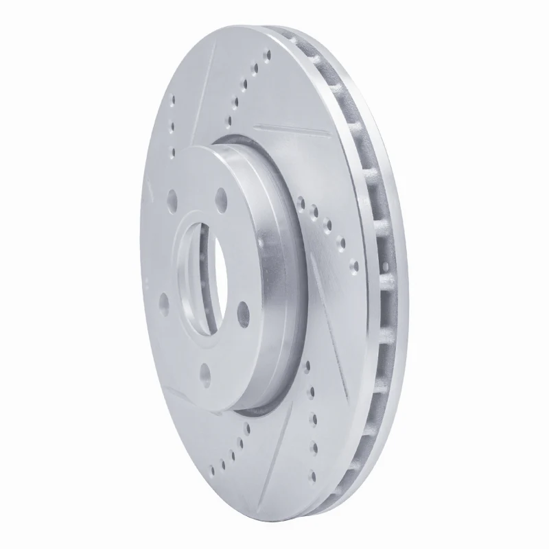 R1 12-18 Ford Focus Front Left Drilled & Slotted Silver Brake Rotor - Image 3