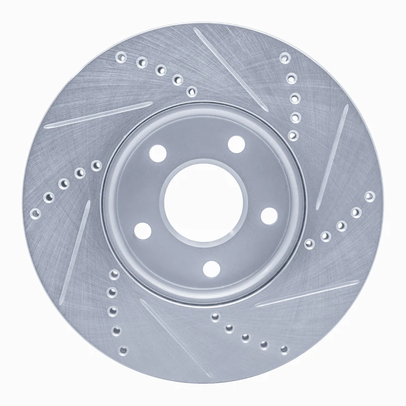 R1 12-18 Ford Focus Front Left Drilled & Slotted Silver Brake Rotor - Image 4