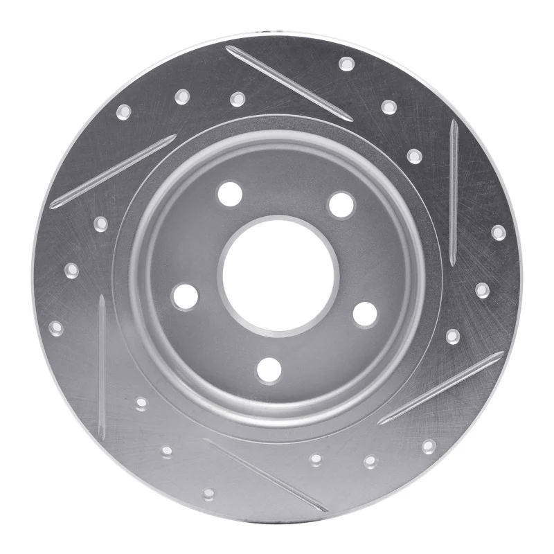 R1 12-18 Ford Focus Rear Left Drilled & Slotted Silver Brake Rotor - Image 2