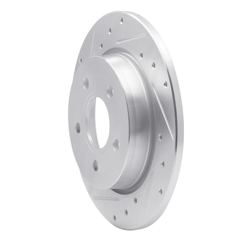 R1 12-18 Ford Focus Rear Left Drilled & Slotted Silver Brake Rotor - Image 4