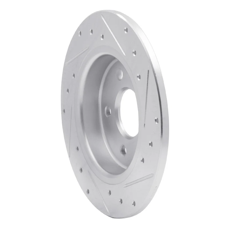R1 12-18 Ford Focus Rear Left Drilled & Slotted Silver Brake Rotor - Image 5