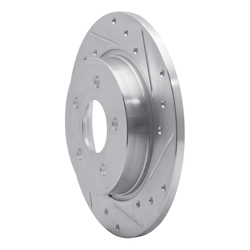 R1 12-18 Ford Focus Rear Right Drilled & Slotted Silver Brake Rotor - Image 2