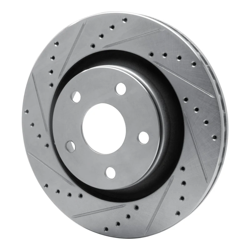 R1 12-18 Jeep Wrangler Front Left Drilled & Slotted Silver Brake Rotor - Image 3