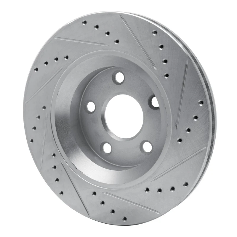 R1 12-18 Jeep Wrangler Front Left Drilled & Slotted Silver Brake Rotor - Image 4