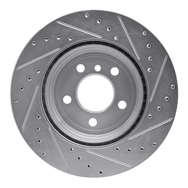R1 12-20 BMW 340I Rear Left Drilled & Slotted Silver Brake Rotor - Image 5
