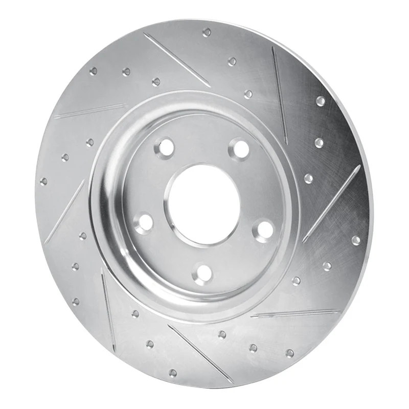R1 12-20 Chrysler Town & Country Rear Left Drilled & Slotted Silver Brake Rotor - Image 3
