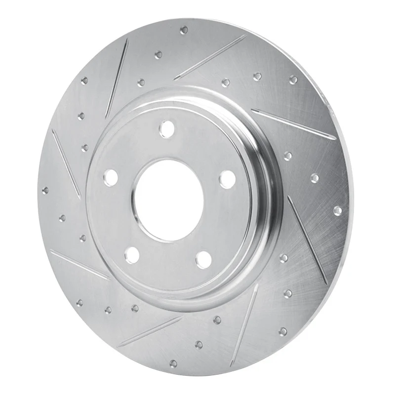 R1 12-20 Chrysler Town & Country Rear Left Drilled & Slotted Silver Brake Rotor - Image 4