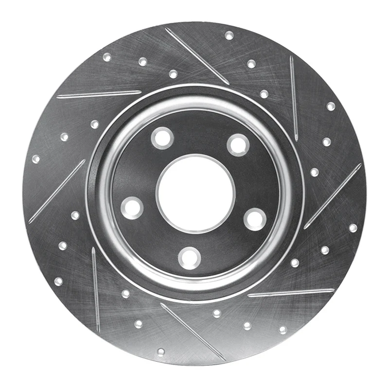 R1 12-20 Chrysler Town & Country Rear Left Drilled & Slotted Silver Brake Rotor - Image 5