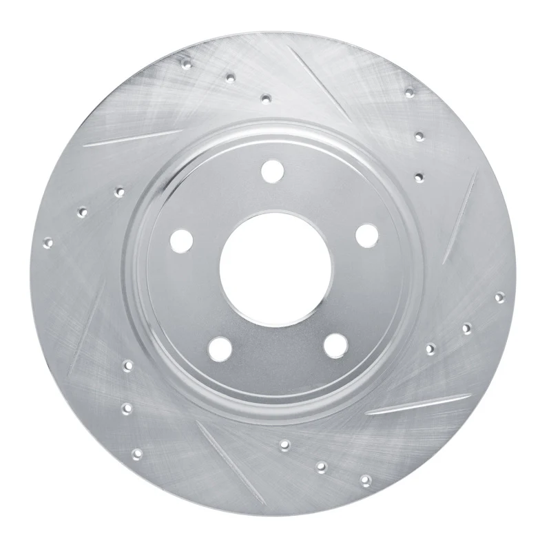 R1 12-20 Chrysler Town & Country Rear Right Drilled & Slotted Silver Brake Rotor