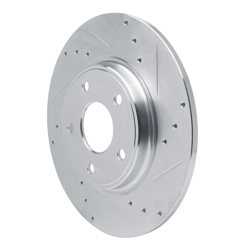 R1 12-20 Chrysler Town & Country Rear Right Drilled & Slotted Silver Brake Rotor - Image 4