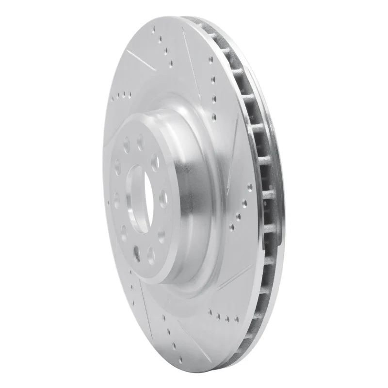 R1 12-21 Tesla Model S Rear Right Drilled & Slotted Silver Brake Rotor - Image 3