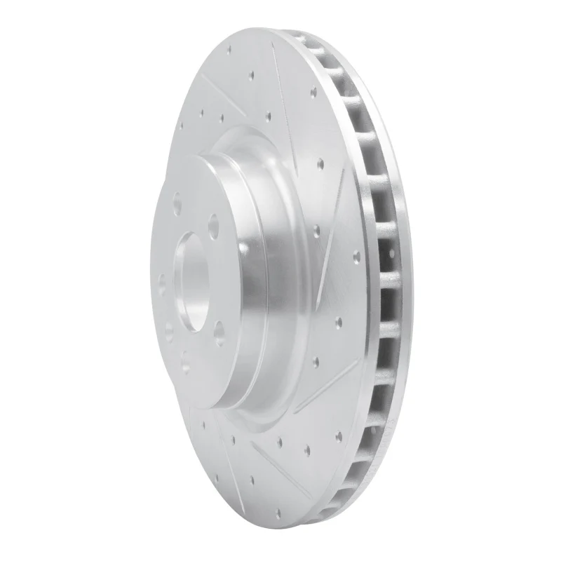 R1 12-21 Tesla Model X Front Right Drilled & Slotted Silver Brake Rotor - Image 2