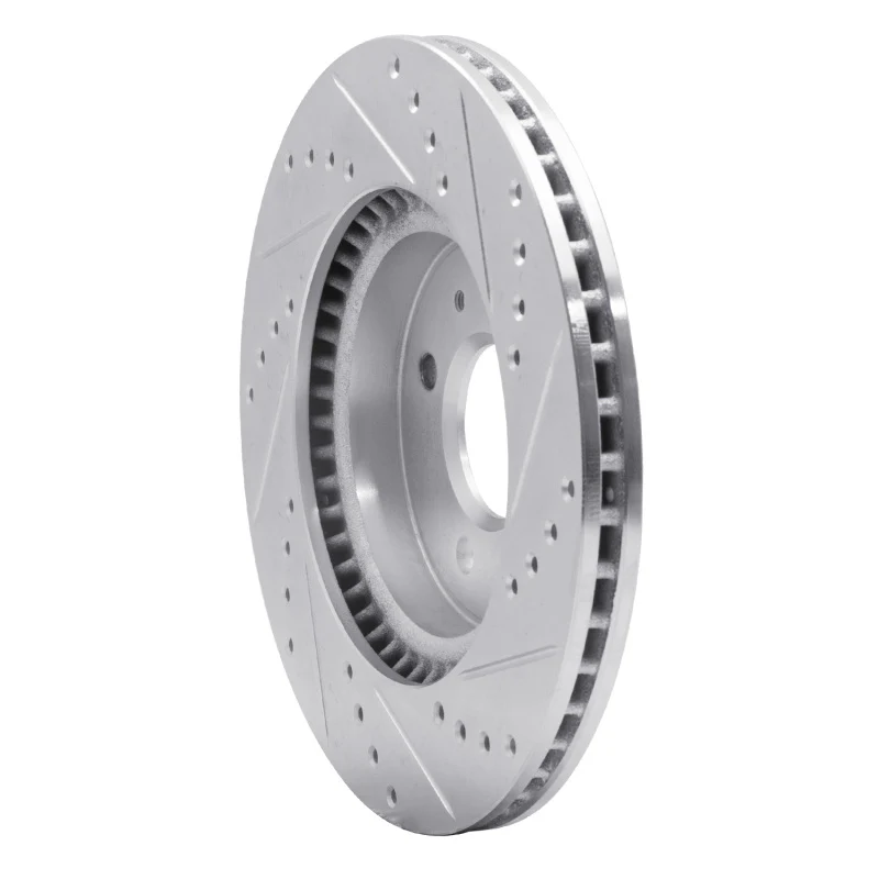 R1 12-23 Hyundai ACCENT Front Left Drilled & Slotted Silver Brake Rotor - Image 3