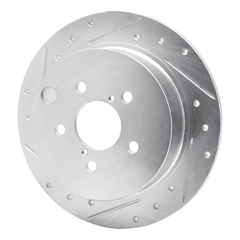 R1 12-23 Subaru Crosstrek Rear Left Drilled & Slotted Silver Brake Rotor - Image 2