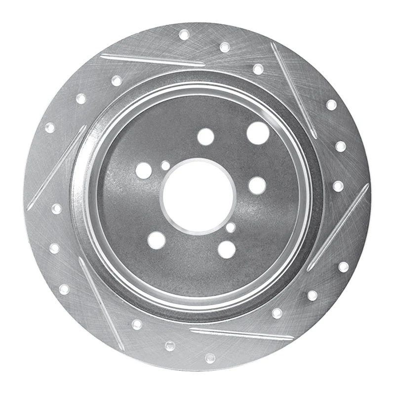 R1 12-23 Subaru Crosstrek Rear Left Drilled & Slotted Silver Brake Rotor - Image 3