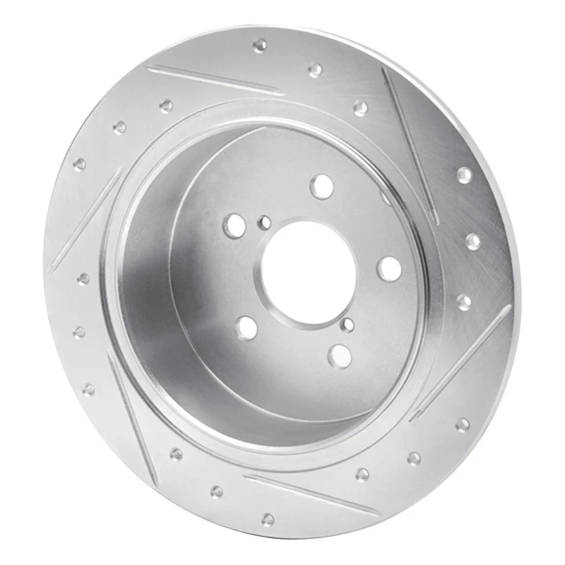 R1 12-23 Subaru Crosstrek Rear Left Drilled & Slotted Silver Brake Rotor - Image 4