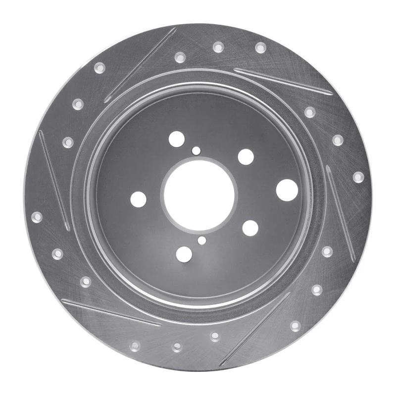 R1 12-23 Subaru Impreza Rear Right Drilled & Slotted Silver Brake Rotor - Image 5