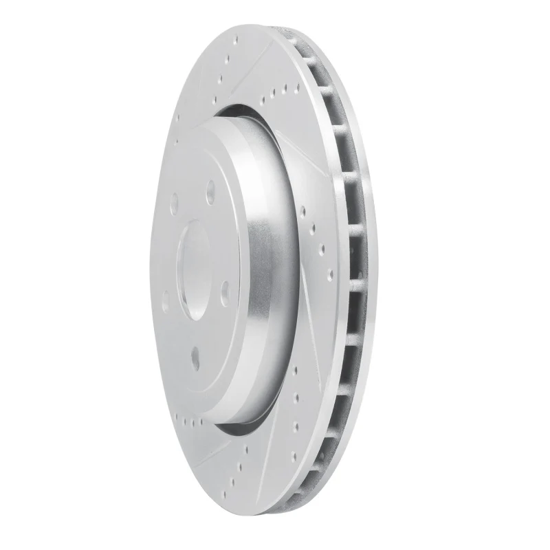 R1 12-25 Dodge Durango Rear Left Drilled & Slotted Silver Brake Rotor - Image 2
