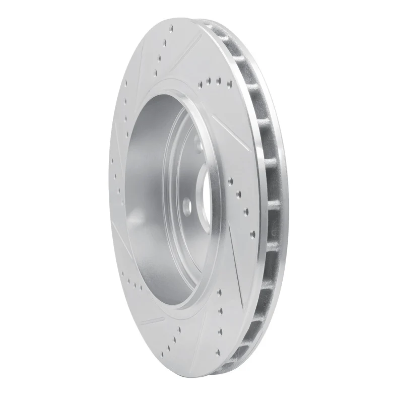 R1 12-25 Dodge Durango Rear Right Drilled & Slotted Silver Brake Rotor - Image 2