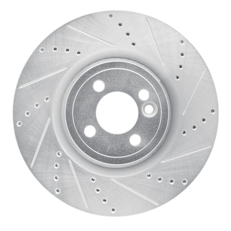 R1 13-13 Mini Cooper (Excl Clubman) Front Right Drilled & Slotted Silver Brake Rotor