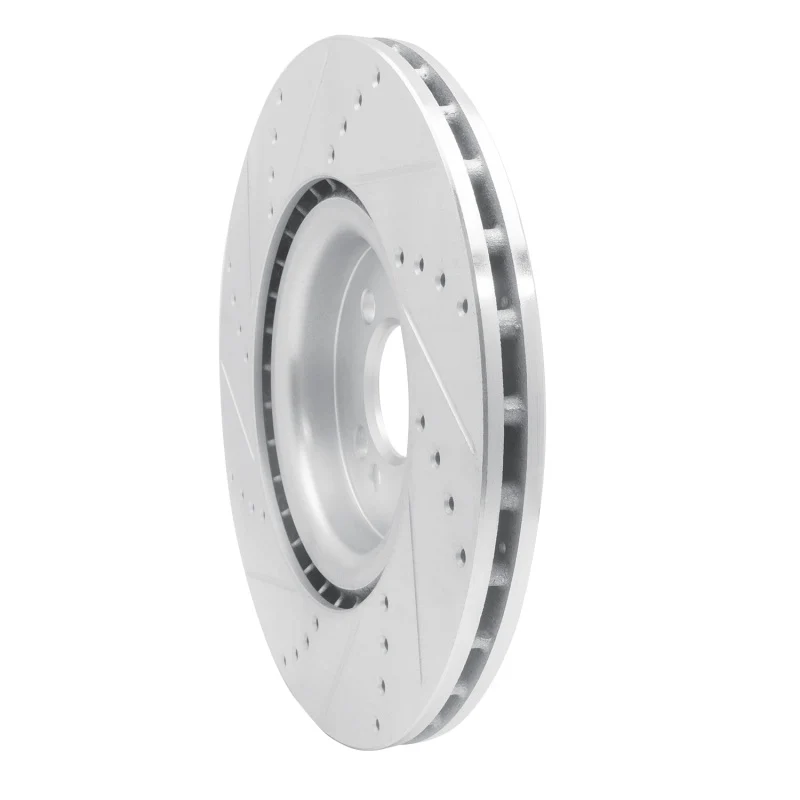 R1 13-13 Mini Cooper (Excl Clubman) Front Right Drilled & Slotted Silver Brake Rotor - Image 2