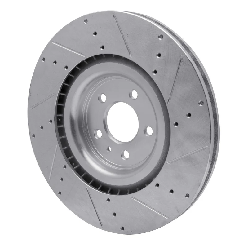 R1 13-14 Ford Mustang Front Left Drilled & Slotted Silver Brake Rotor - Image 2