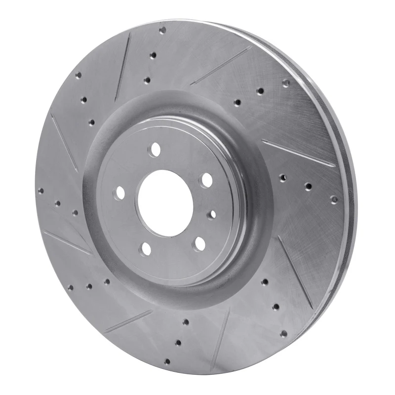 R1 13-14 Ford Mustang Front Left Drilled & Slotted Silver Brake Rotor - Image 3