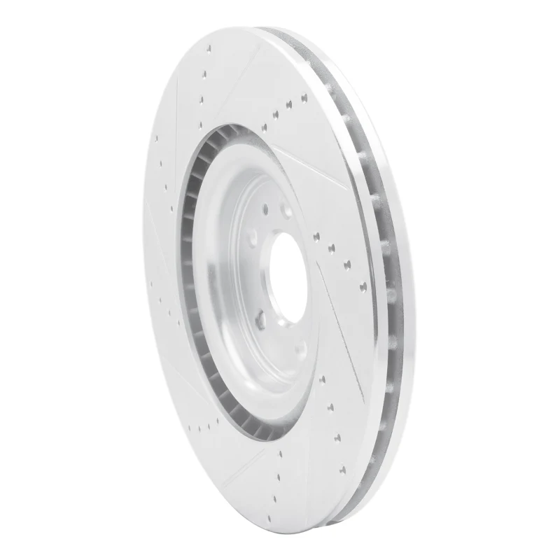 R1 13-14 Ford Mustang Front Right Drilled & Slotted Silver Brake Rotor - Image 2